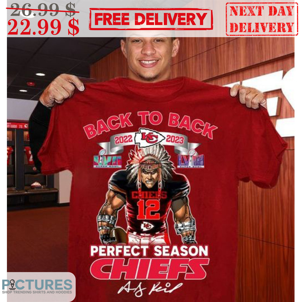 Mascot Back To Back 2023 Perfect Season Chiefs Signature Shirt