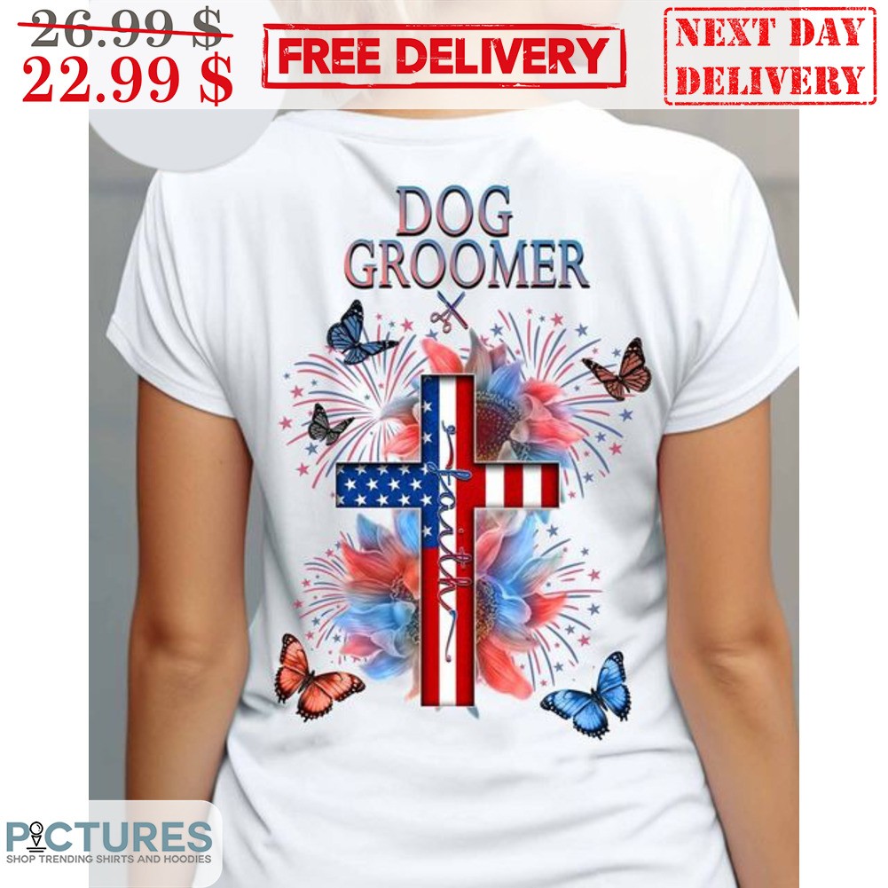 Cross Faith Dog Groomer Floral Butterfly Shirt