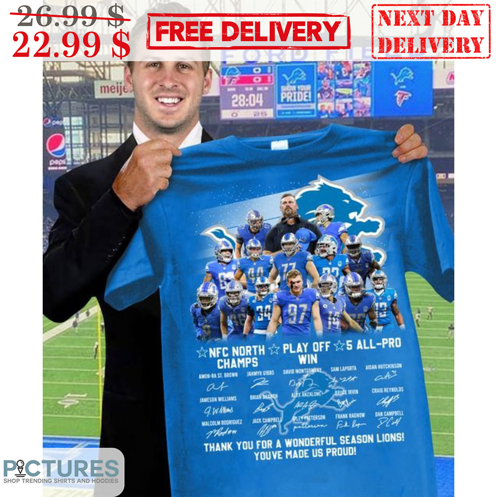 Detroit Lions NFC North Champs Play Off Win 5 All Pro Signature Thank You For A Wonderful Season Lions Shirt