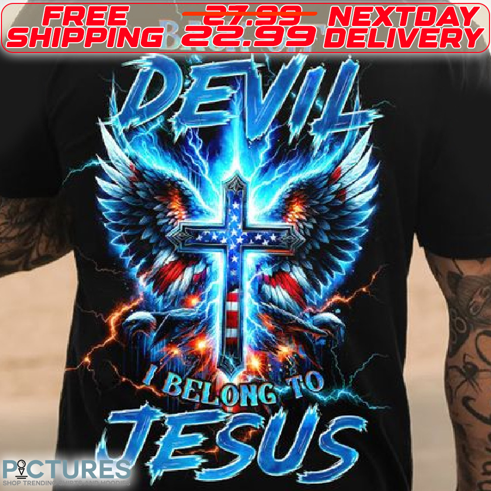 Cross Eagls America Flag Back Of Devil I Belong To Jesus Shirt