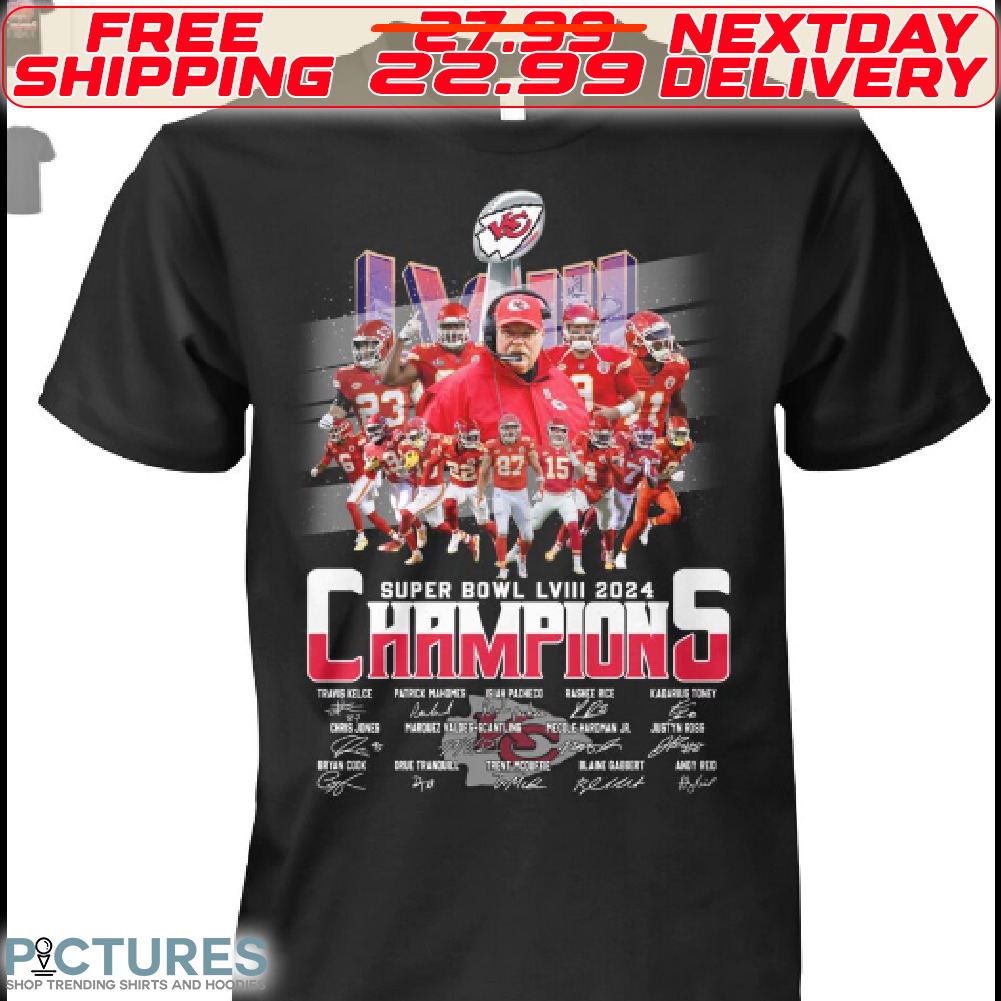 Kansas City Chiefs Super Bowl LVIII 2024 Champions Signatures Shirt
