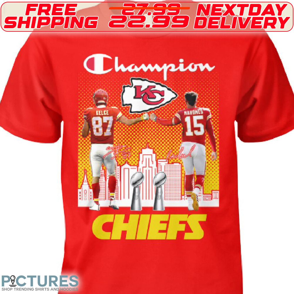 Champion Patric Mahomes And Travis Kelce Kansas City Chiefs Signature Shirt