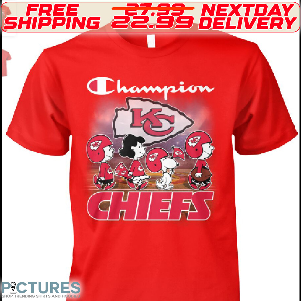 Charlie Brown Snoopy Lucy Van Pelt Kansas City Chiefs Champion Super Bowl Shirt