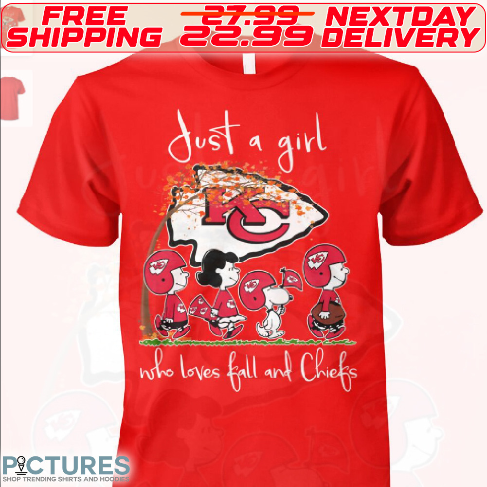 Charlie Brown Snoopy Lucy Van Pelt Kansas City Chiefs Just A Girl Who Loves Fall And Chiefs Shirt