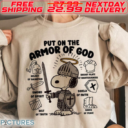 Snoopy Out On The Armor Of God  Helmet Of Salvation Sword Of Spirit Shirt