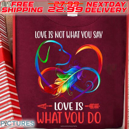 Dog Feathers Heart Love Is Not What You Say Love Is What You Do Shirt