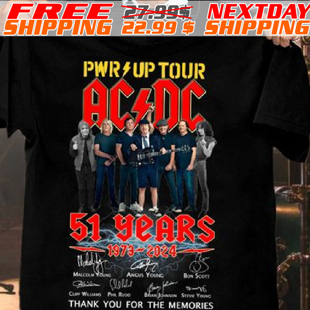 Pwr Up Tour AC DC 51 Years 1973 2024 Thank You For The Memories Signature Shirt