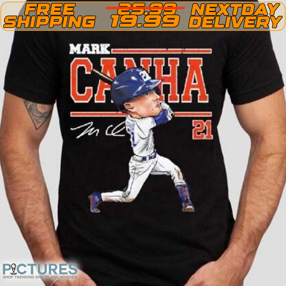 Nice Mark Canha 21 Detroit Tigers Baseball Signature Caricature Shirt