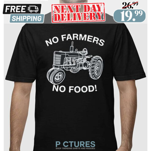 No Farmers No Food John Deere Vintage Tractor Outline Drawing Shirt