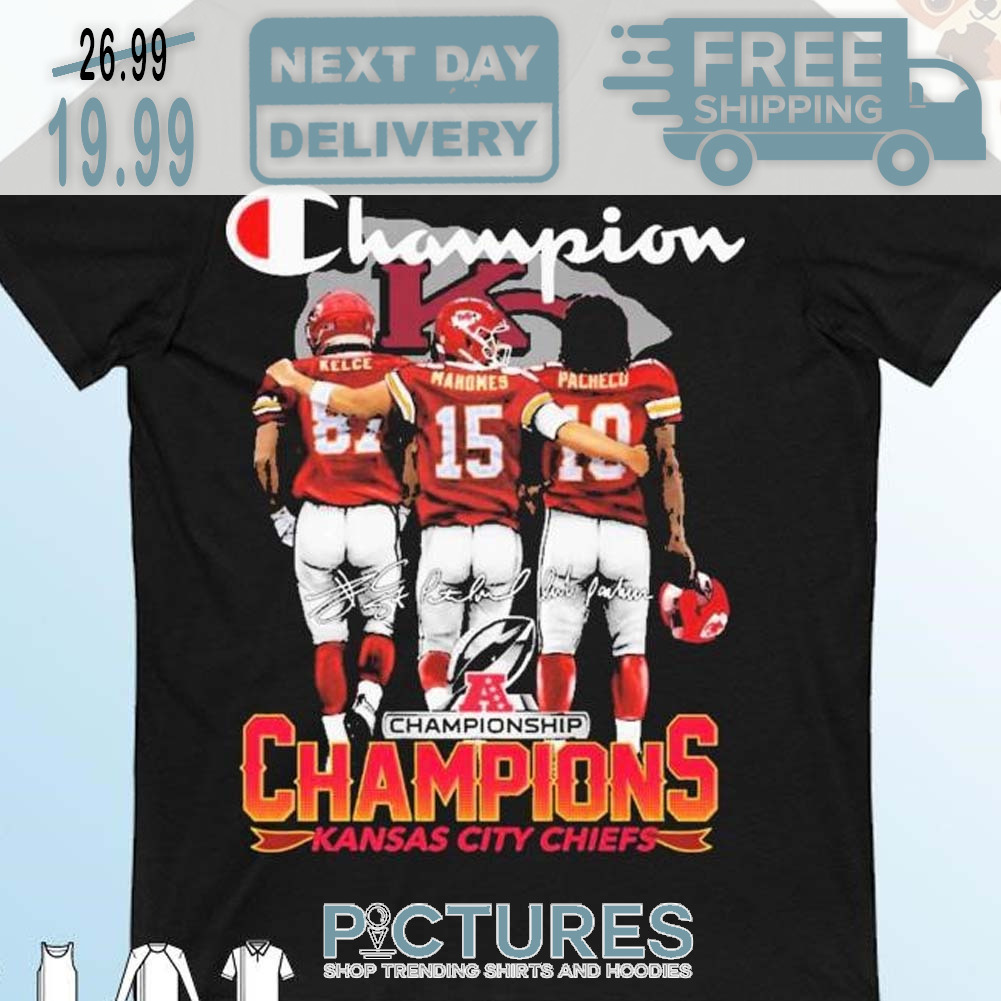 Super Bowl Bound Champion Patrick Mahomes Travis Kelce And Pacheco Kansas City Chiefs Super Bowl NFL Signatures Shirt