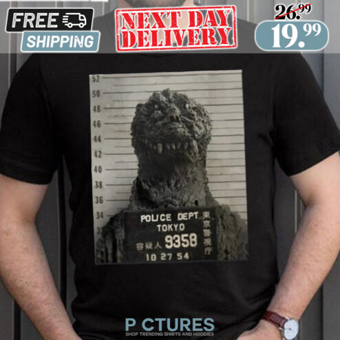 Godzilla Mugshot Police Dept Tokyo En 9358 Shirt