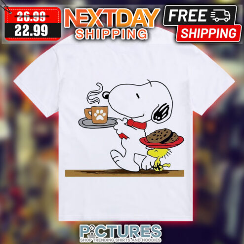 Snoopy And Woodstock Drink Coffee And Eat Cookies Shirt