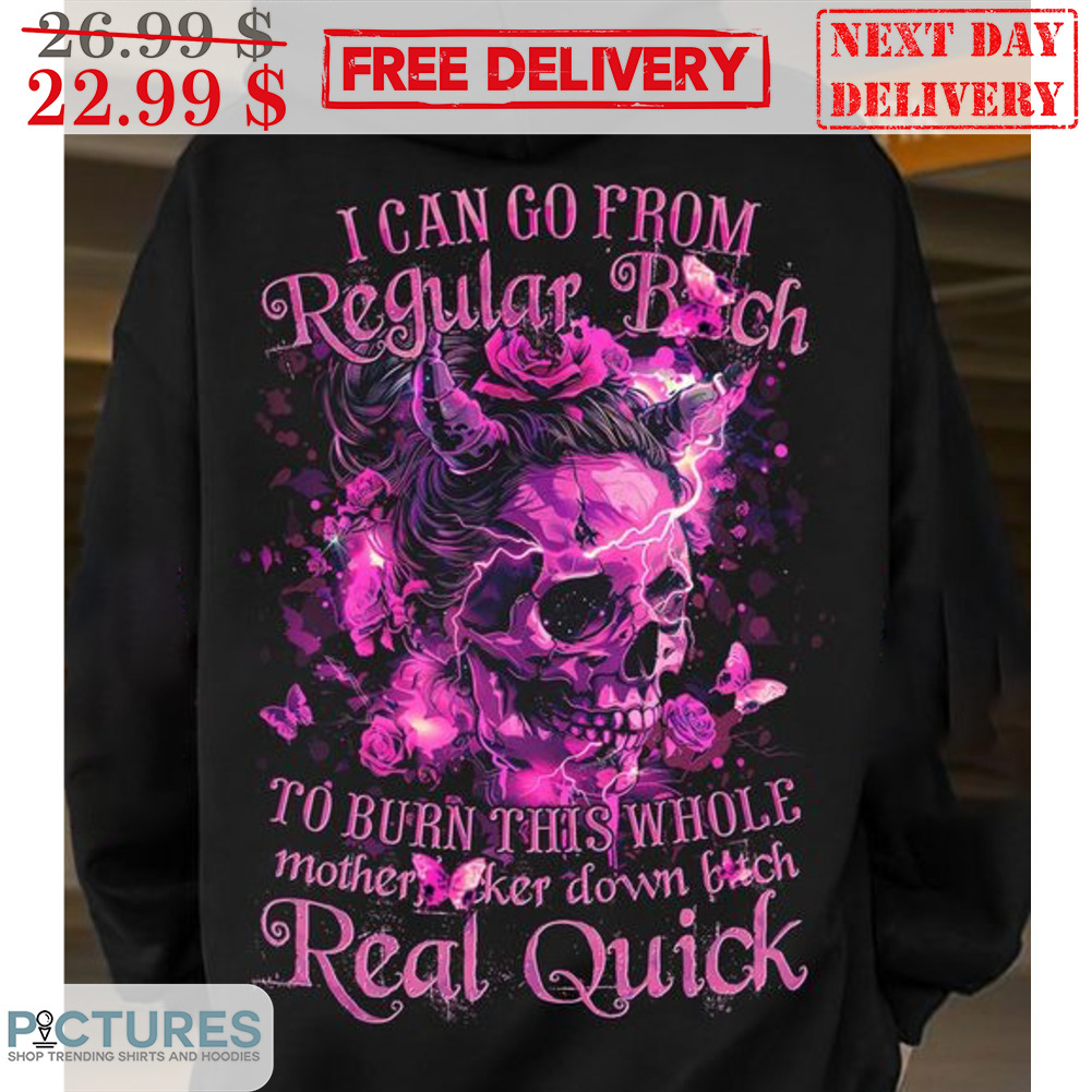 Skull I Can Go From Regular Bitch To Burn This Whole Motherfucker Down Bitch Real Quick Shirt