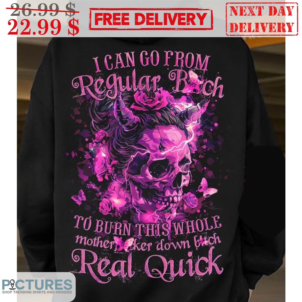 Skull I Can Go From Regular Bitch To Burn This Whole Motherfucker Down Bitch Real Quick Shirt