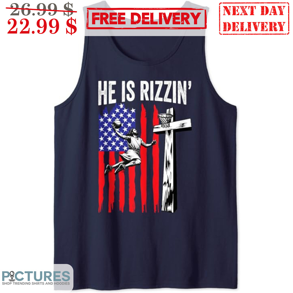 Jesus Basketball He Is Rizzin' US Flag Shirt