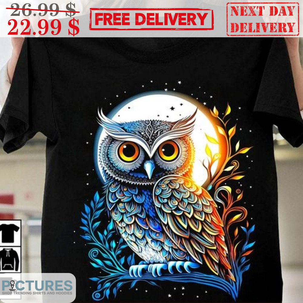 Owl Sunset Graphic Art Shirt