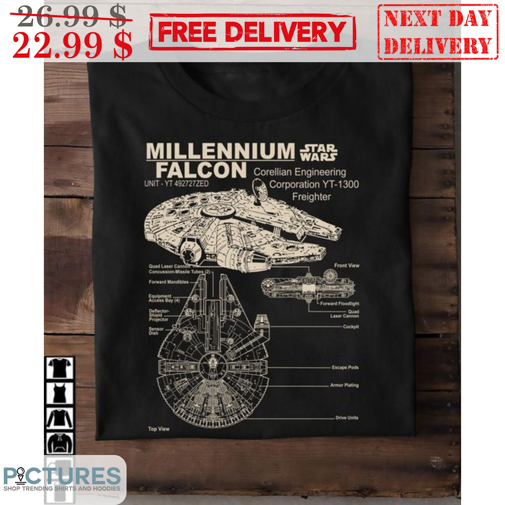 Star Wars Millennium Falcon Corellian Engineering Corporation YT 1300 Ferigher Shirt