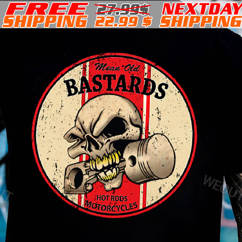 Skull Mean Old Bastards Hot Rods Motorcycles Shirt