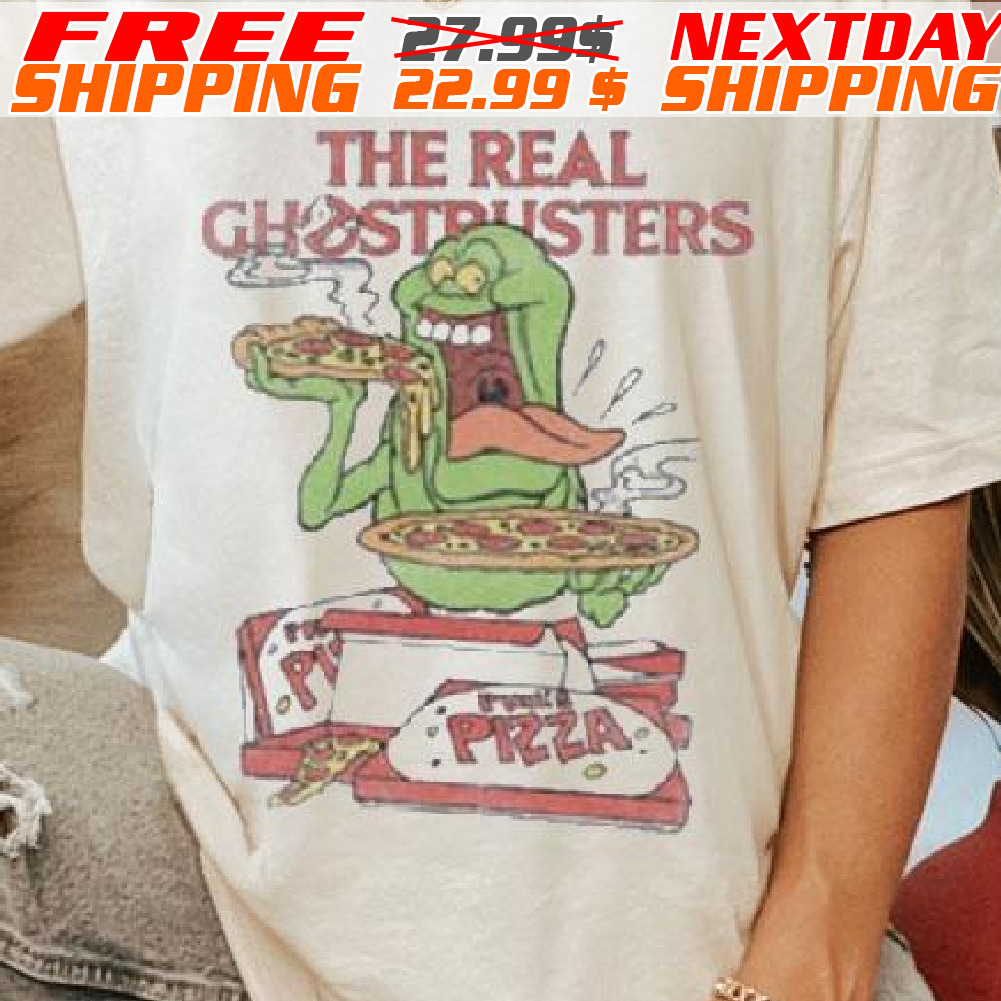 The Real Ghostbusters Slimer Eats Pizza Shirt