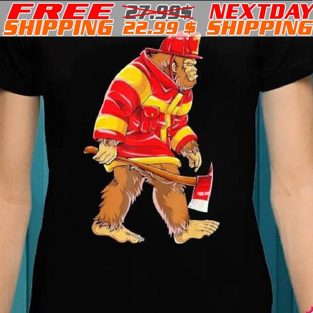 Bigfoot firefighter men thin red line sasquatch lover shirt