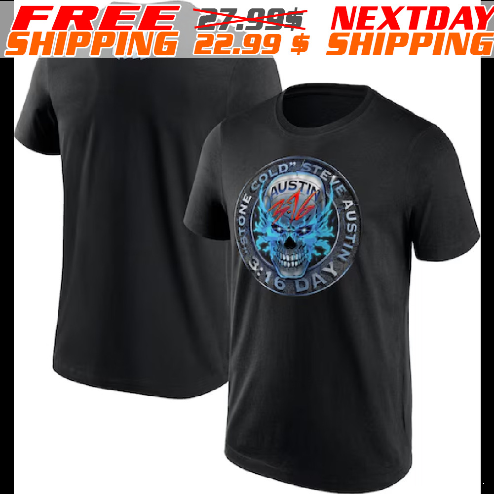 WWE Stone Cold Austin 3:16 Day Metal Glowing Skull Shirt