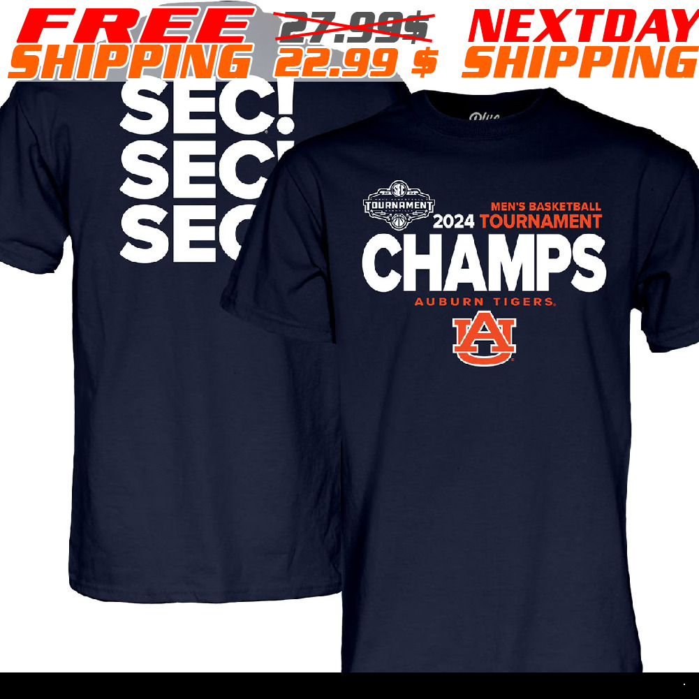 Blue 84 Auburn Tigers Navy 2024 SEC Men's Basketball Conference Tournament Champions Shirt