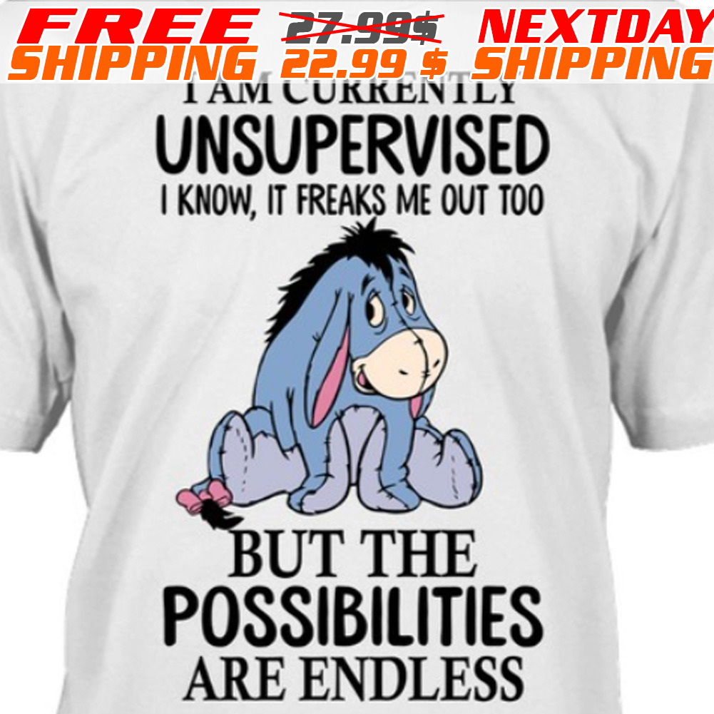 Eeyore I Am Currently Unsupervised I Know, It Freaks Me Out Too But The Possibilities Are Endless Shirt