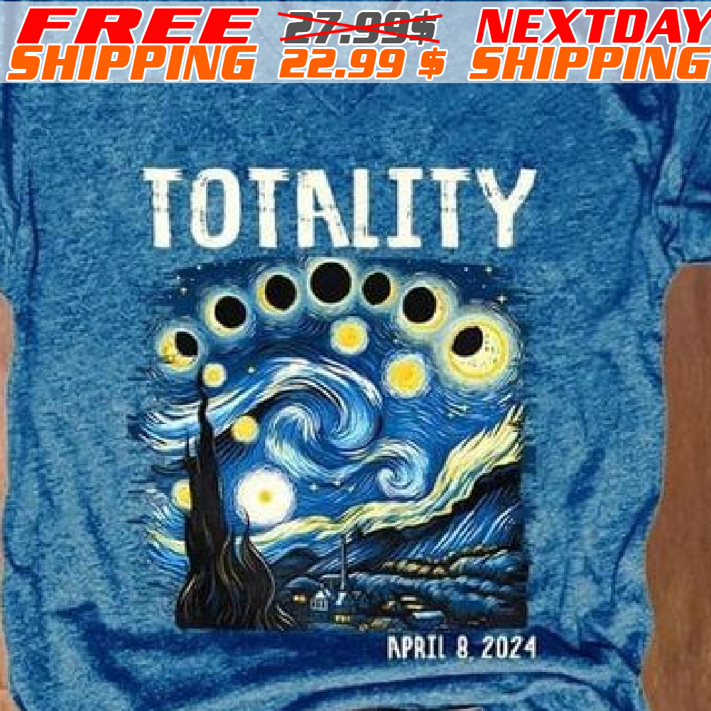 Retro Starry Night & Totality Solar Eclipse Of April 8, 2024 Shirt