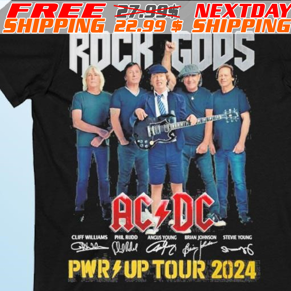 Rock Gods AC DC Pwr Up Tour 2024 Signatures Shirt