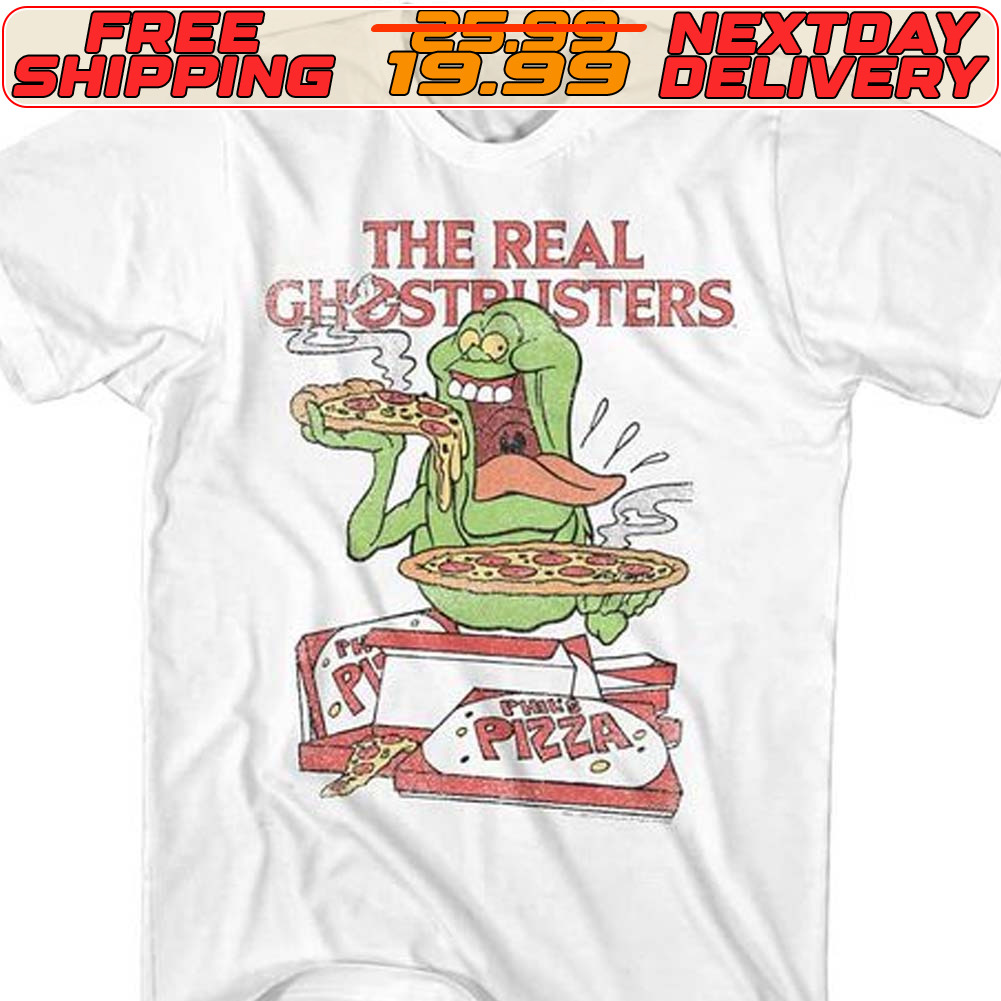 The Real Ghostbusters Slimer Eats Pizza Shirt