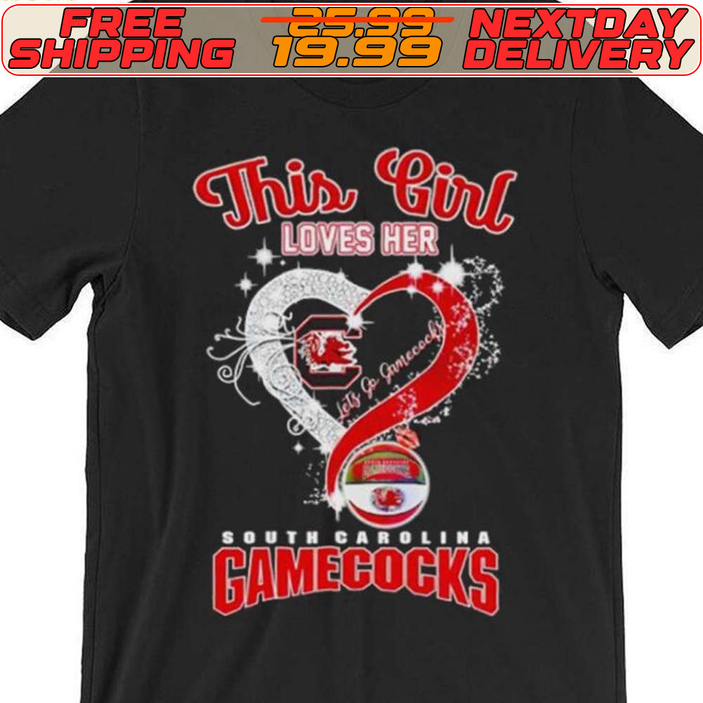 Rhinestone Heart This Girl Loves Her South Carolina Gamecocks Shirt