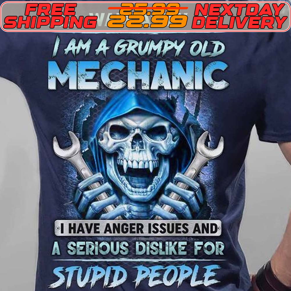 Skull Walk Away I Am A Grumpy Old Mechanic I Have Anger Issues And A Serious Dislike For Stupid People Shirt