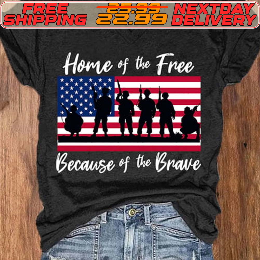 Freedom Patriotic American Flag Home of The Free Because Of The Brave Shirt
