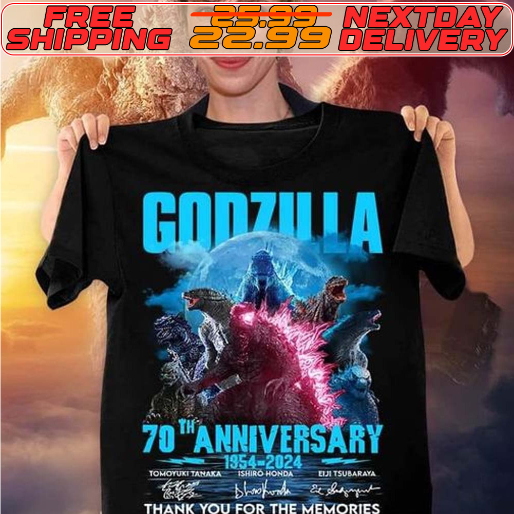 Sale Godzilla 70th Anniversary 1954 2024 Thank You For The Memories Signatures Shirt
