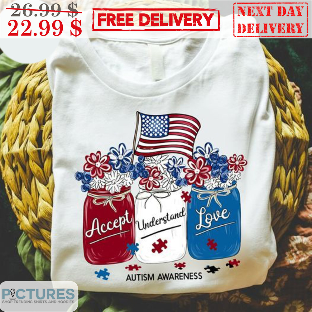 Accept Understand Love Autism Awareness American Flag Shirt