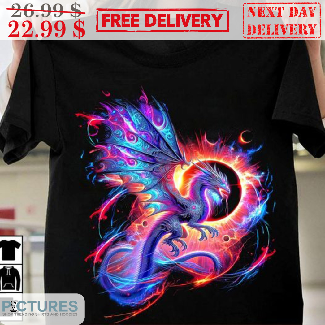 Dragon Sun Graphic Colorful Shirt