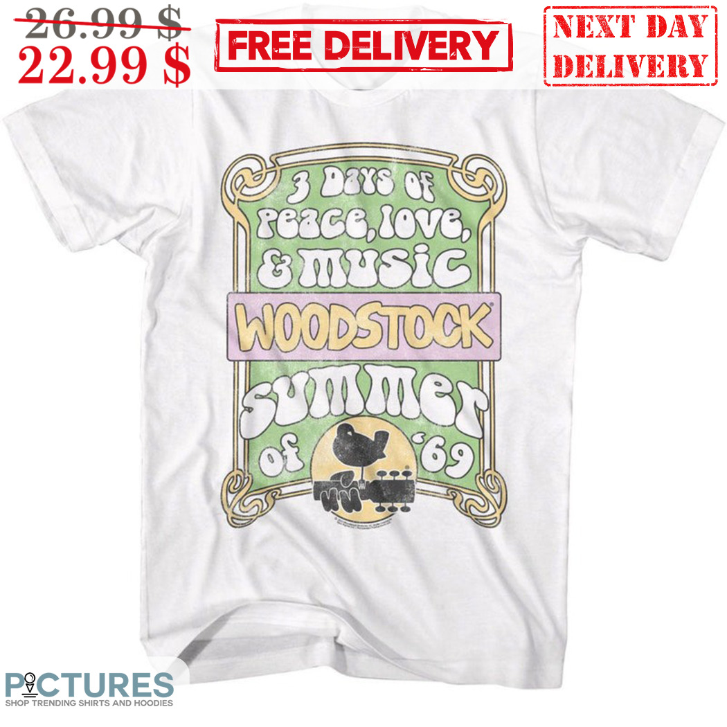 3 Days Of Peace Love And Music Woodstock Summer Of 69 Vintage Shirt