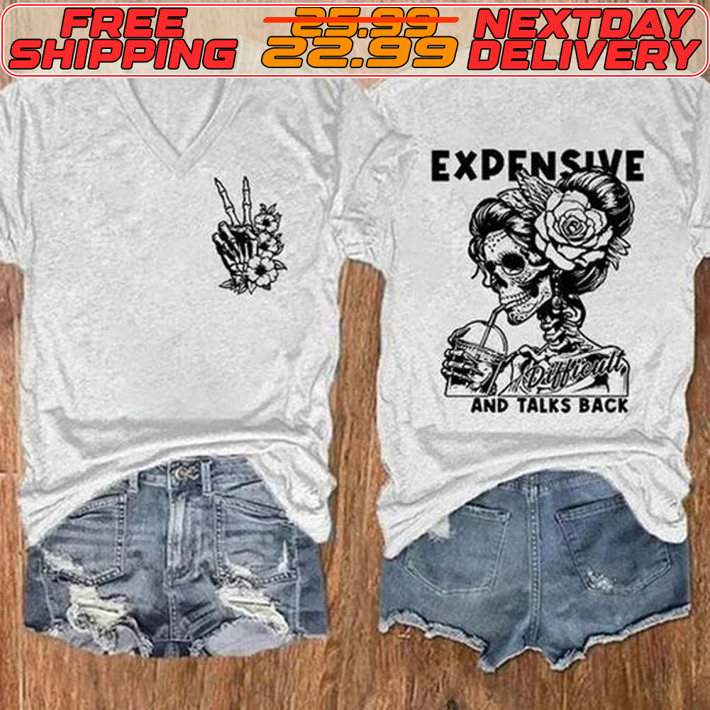 Messy Bun Skull Expensive And Talk Back Shirt