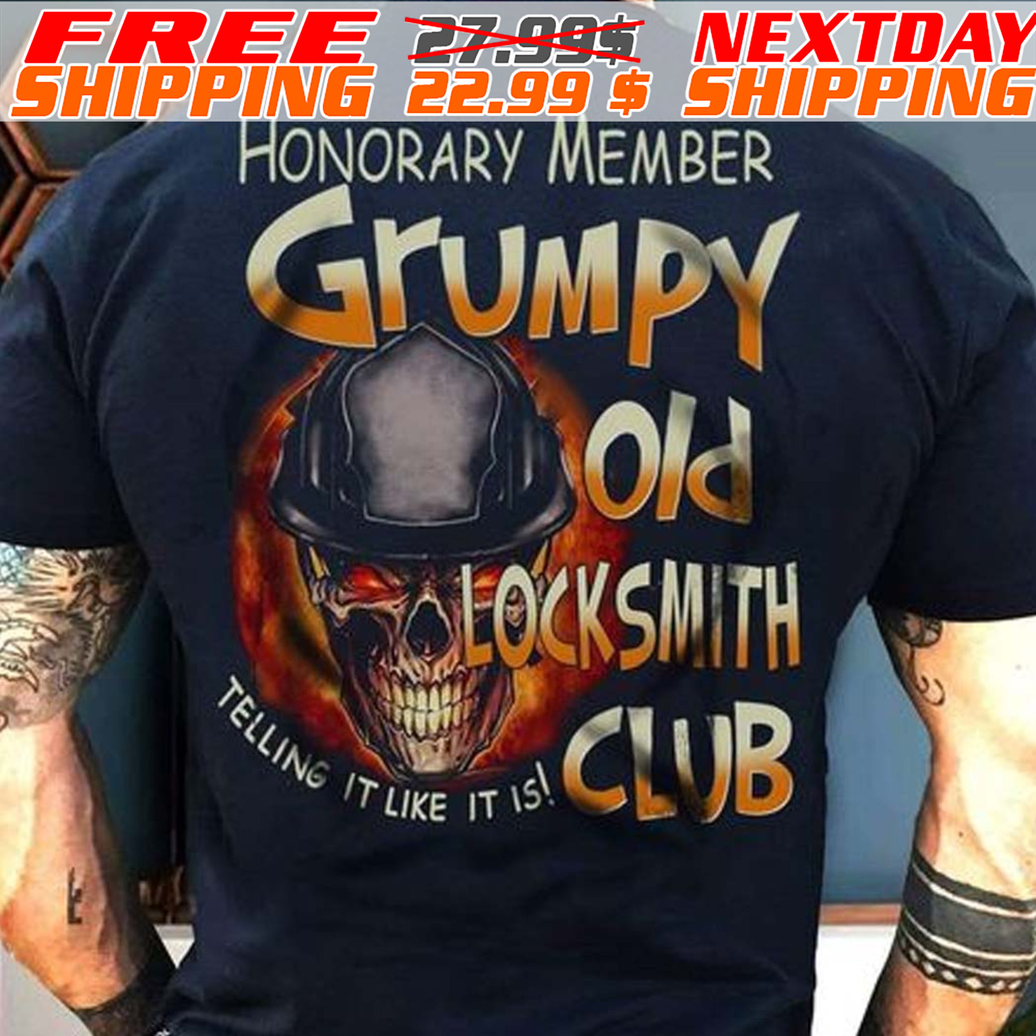 Helmet Skull Honorary Member Grumpy Old Locksmith Shirt