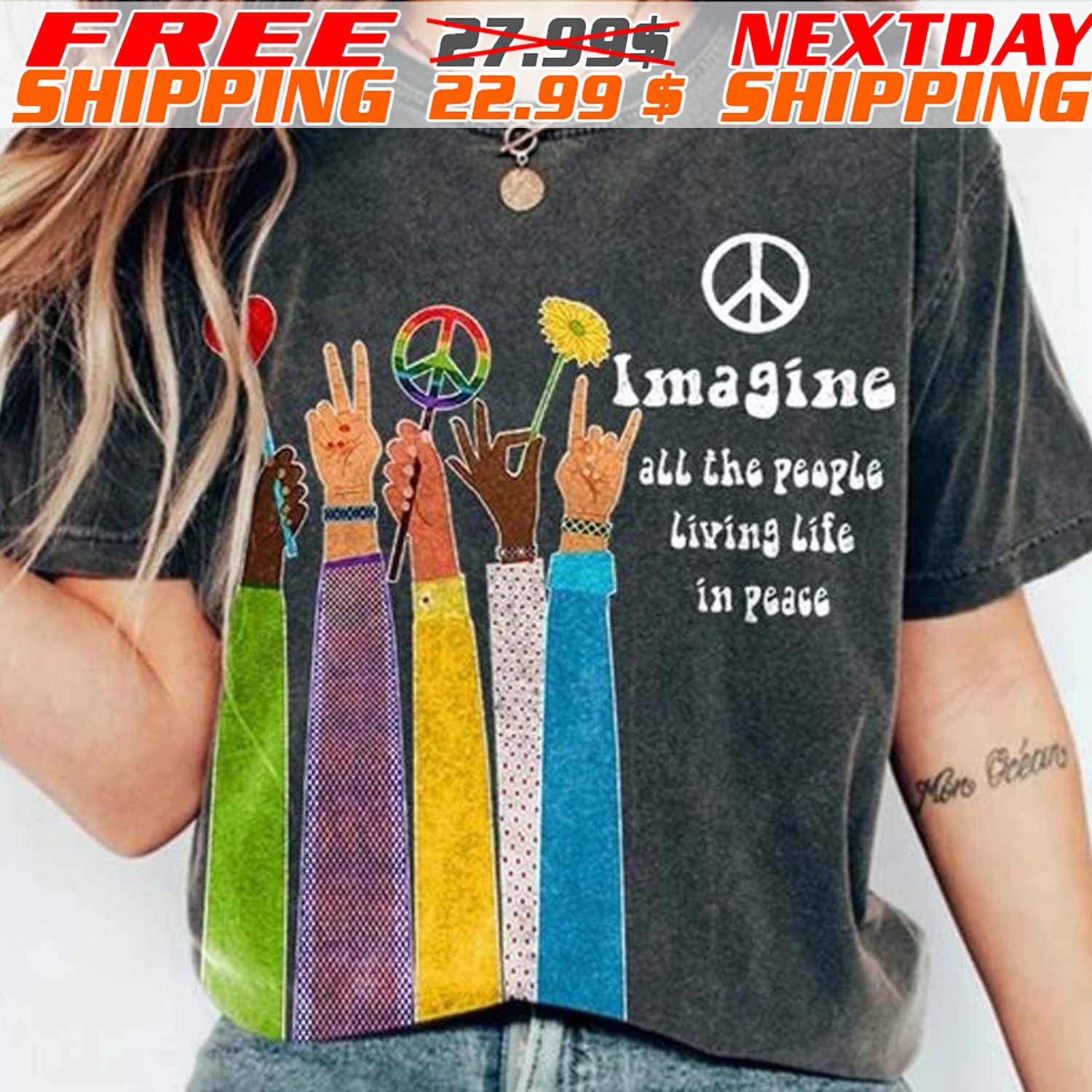 Imagine All The People Living Life In Peace Shirt