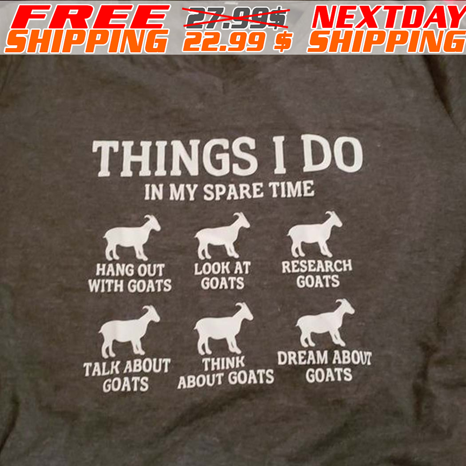 Things I Do In My Spare Time Hang Out With Goats Loon At Goats Research Goats Talk About Goats Think About Goats Dream About Goats Shirt
