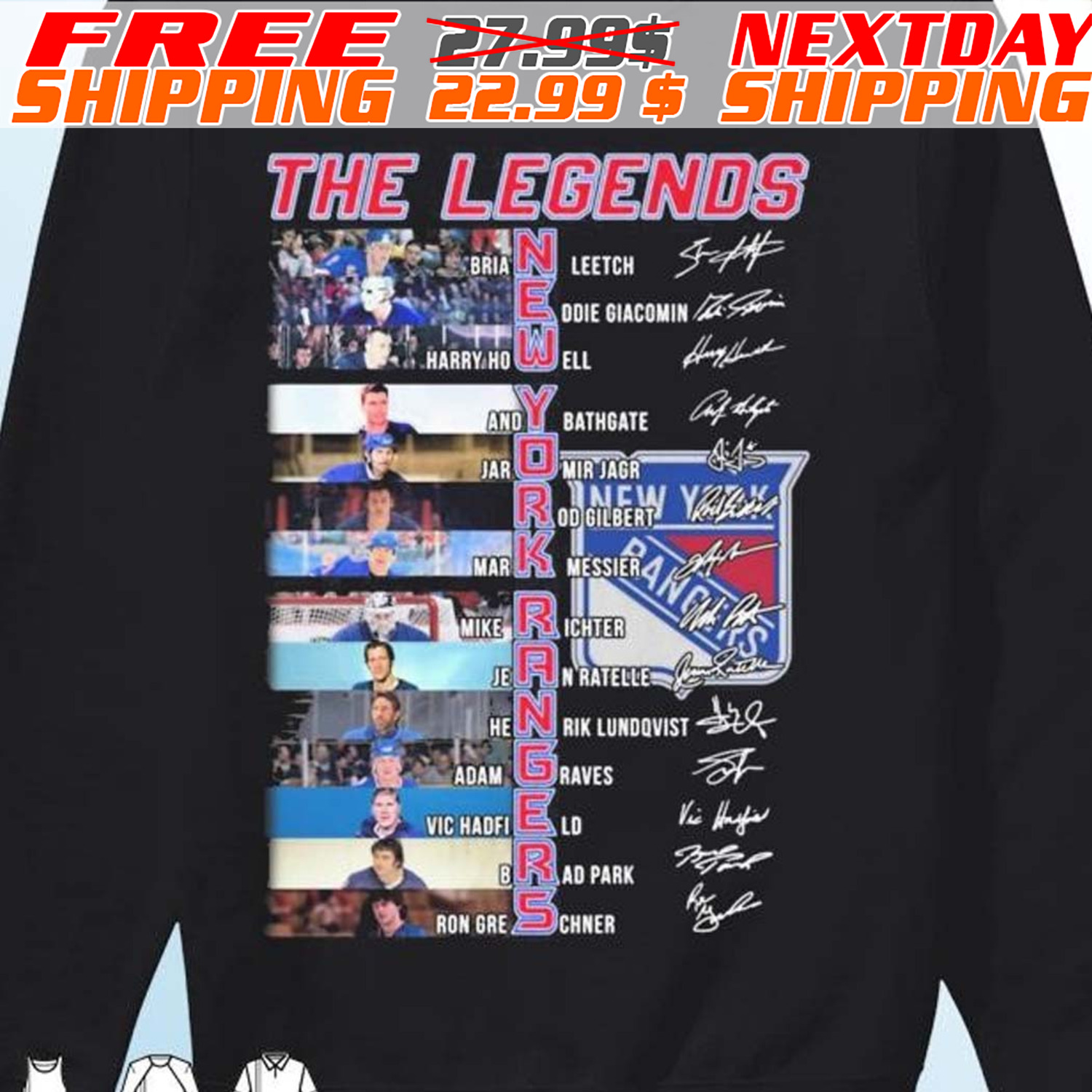 The Legends New York Rangers Team Players Signatures Shirt