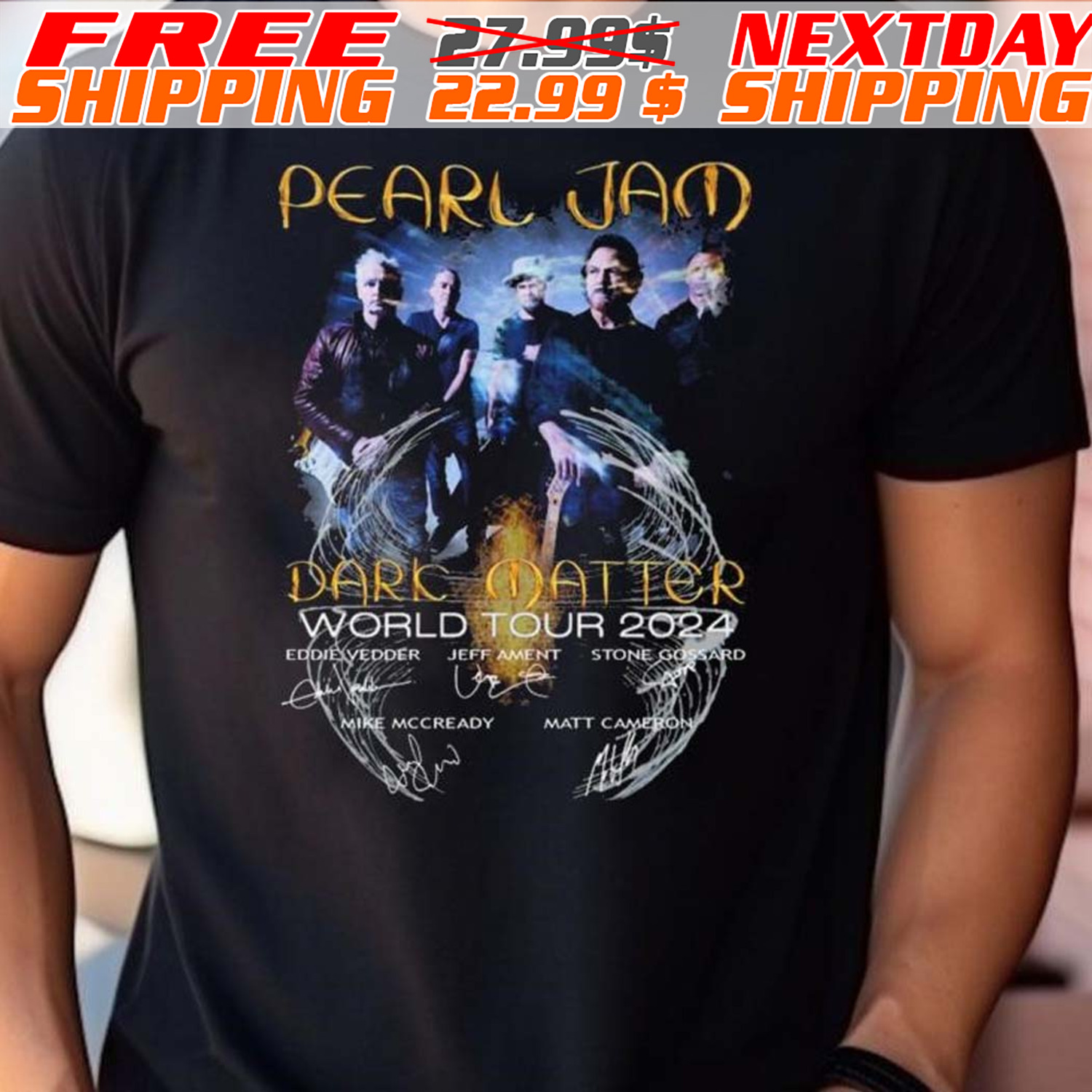 Dark Matter World Tour 2024 Fan Pearl Jam Signatures Shirt