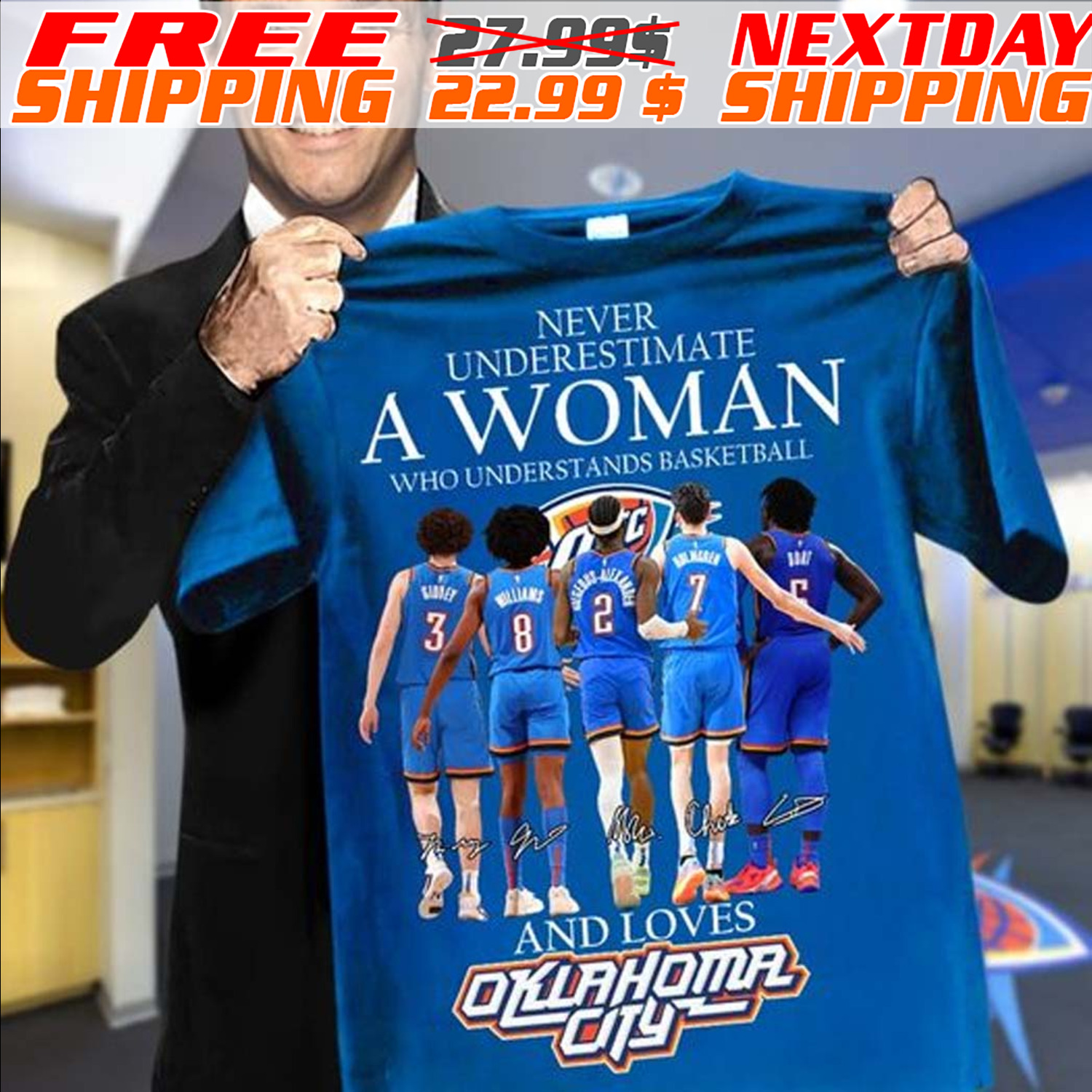 Never Underestimate A Woman Who Understands Basketball And Loves Oklahoma City Signature Shirt