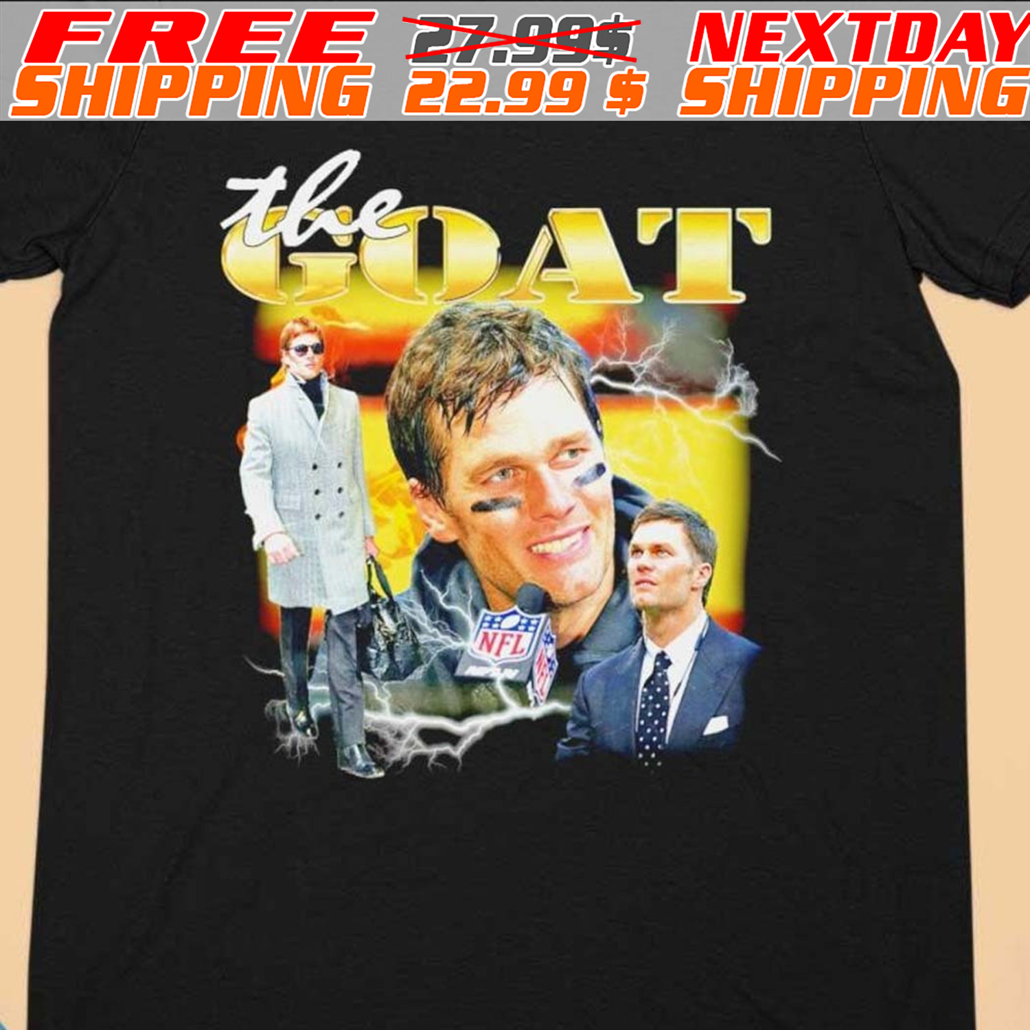 Tom Brady The Goat Lightning Shirt