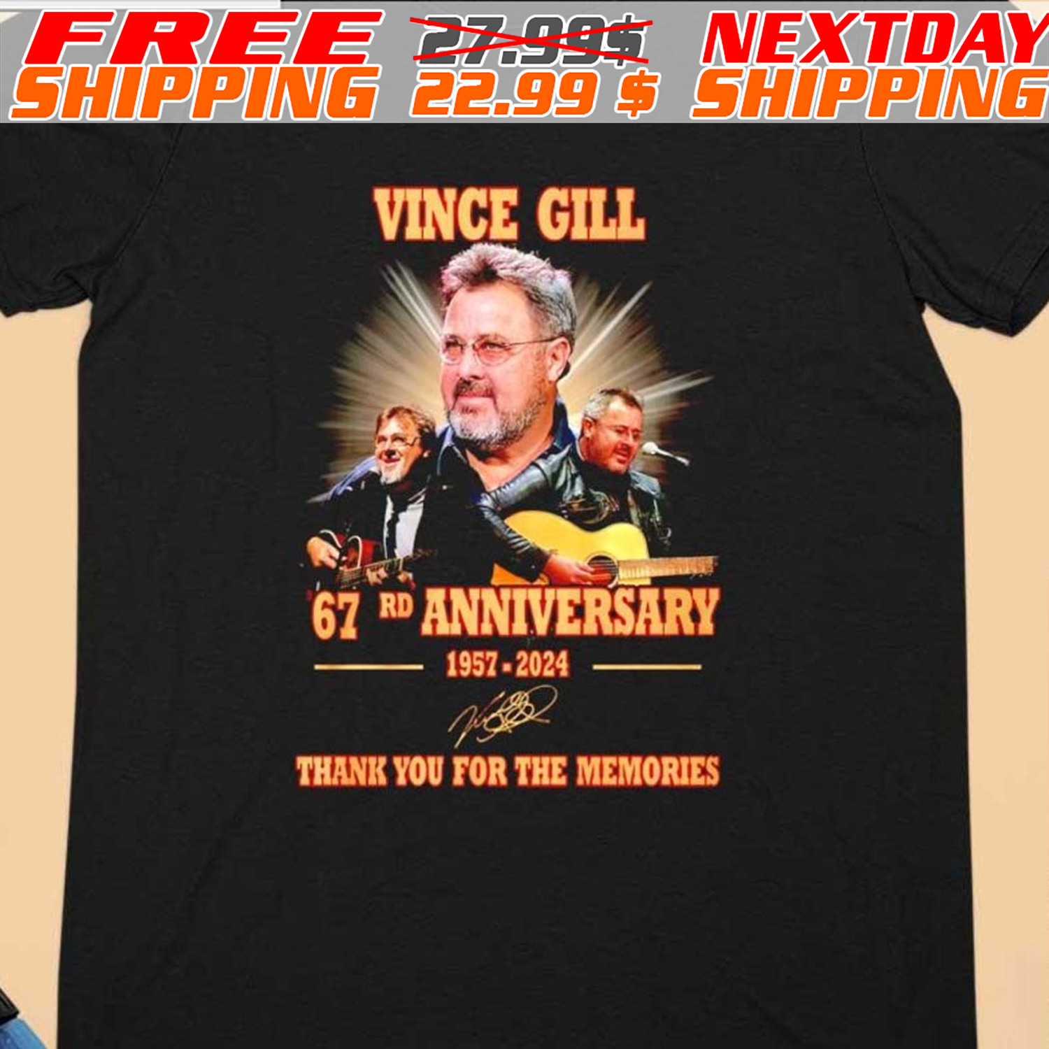 Vince Gill 67rd Anniversary 1957 2024 Thank You For The Memories Signature Shirt