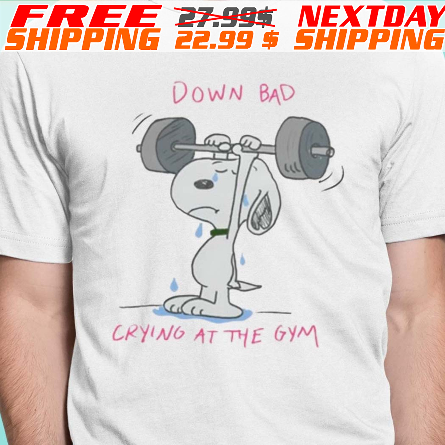 Snoopy Down Bad Crying At The Gym Shirt