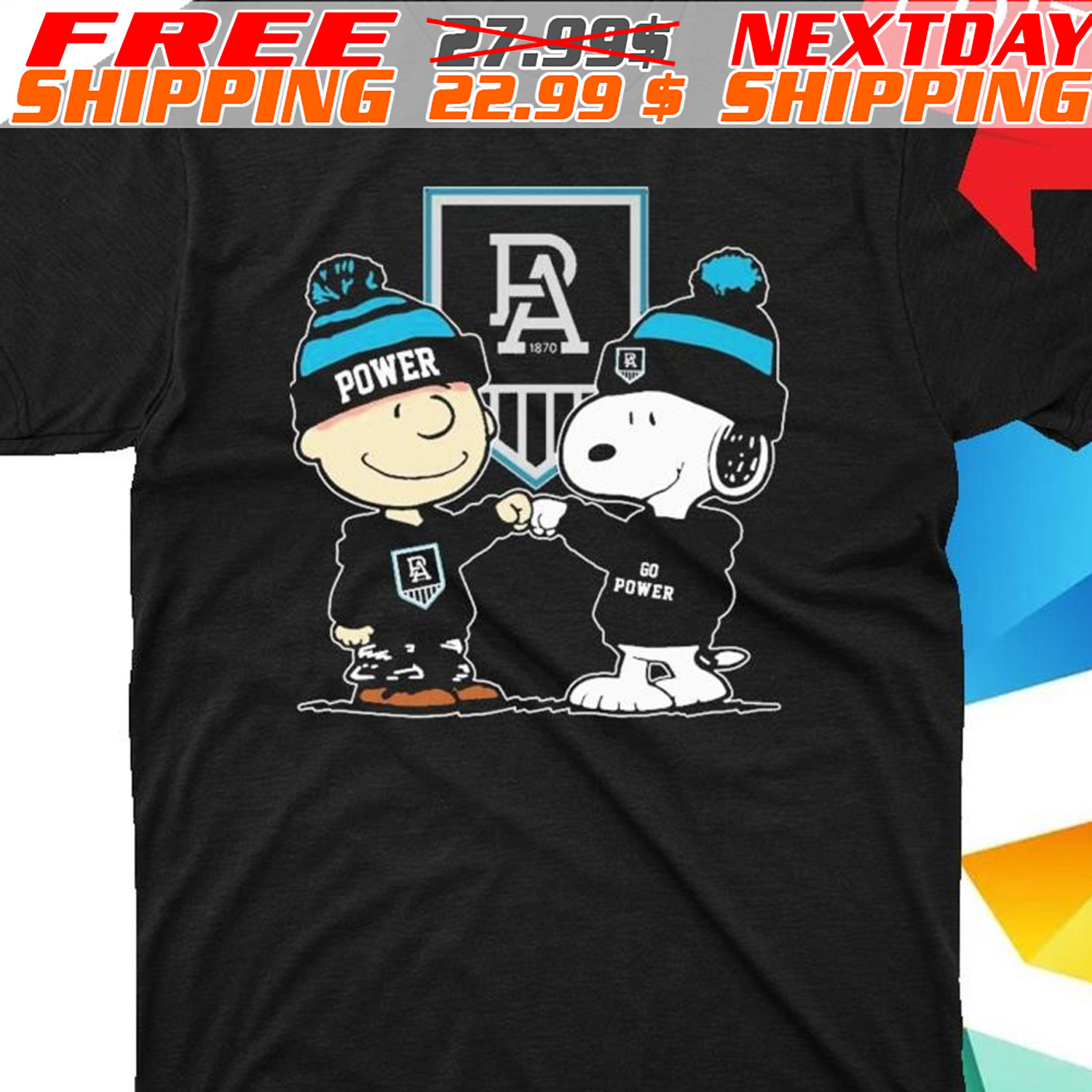 Peanuts Snoopy And Charlie Brown Road Port Adelaide Power Shirt