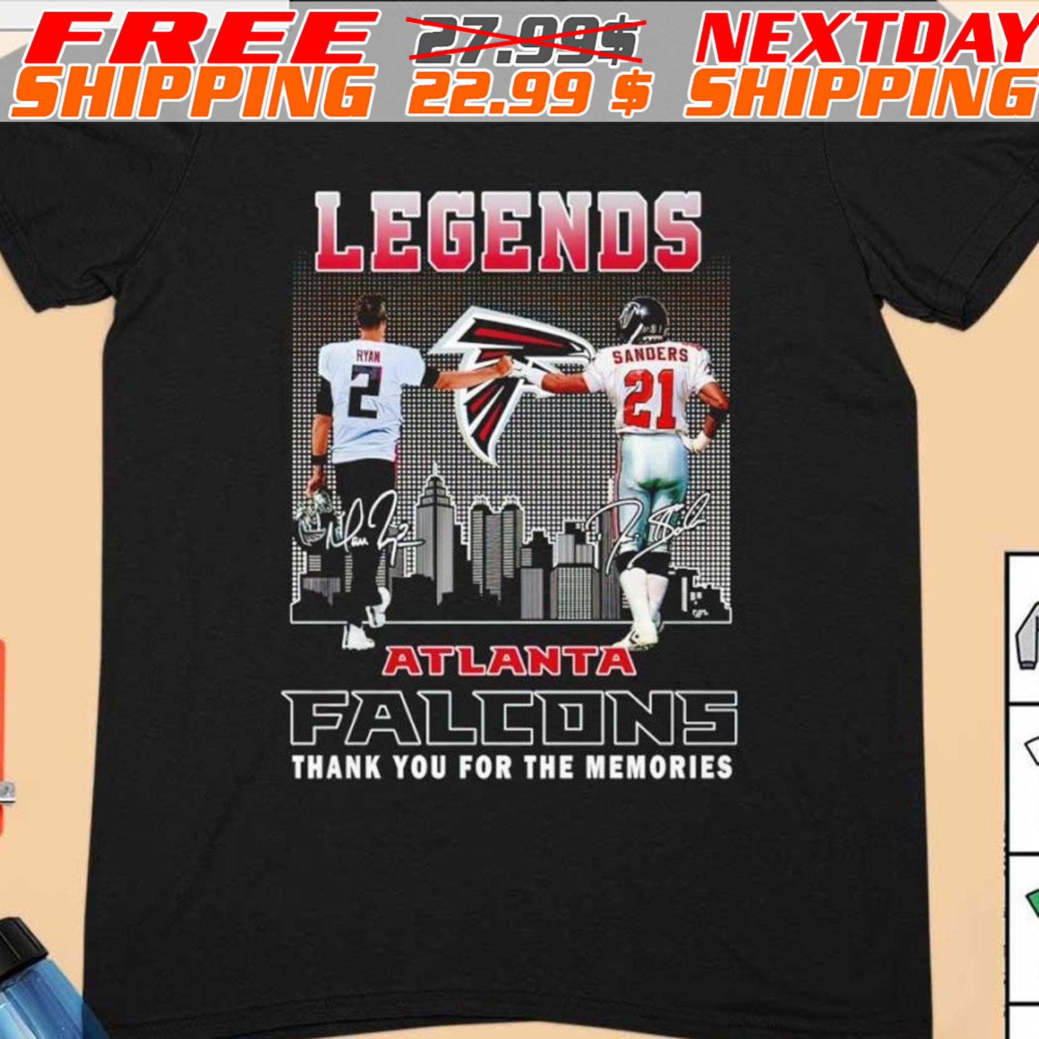 Ryan And Sanders Legends Atlanta Falcons Thank You For The Memories Signature Shirt