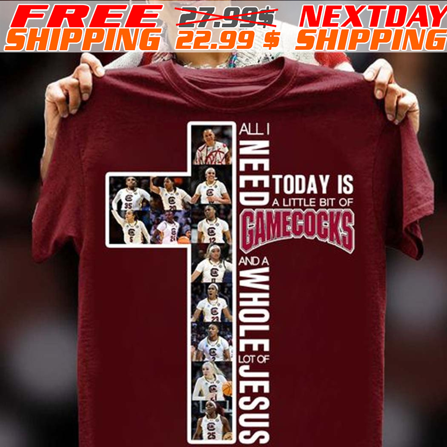 Cross All I Need Today Is A Little Bit Of Gamecocks And A Whole Lot Of Jesus Signatures Shirt